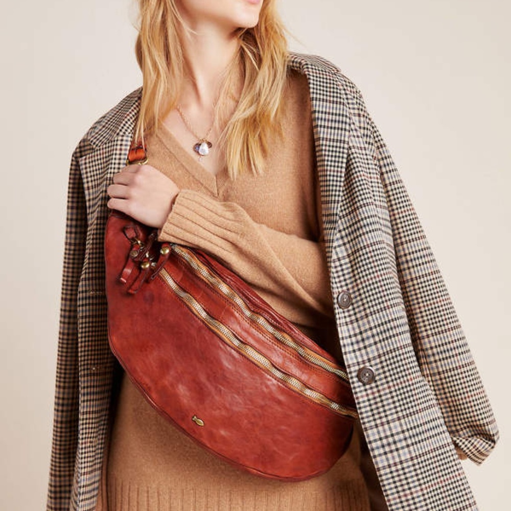 Campomaggi cross-body leather bag - brown + gold